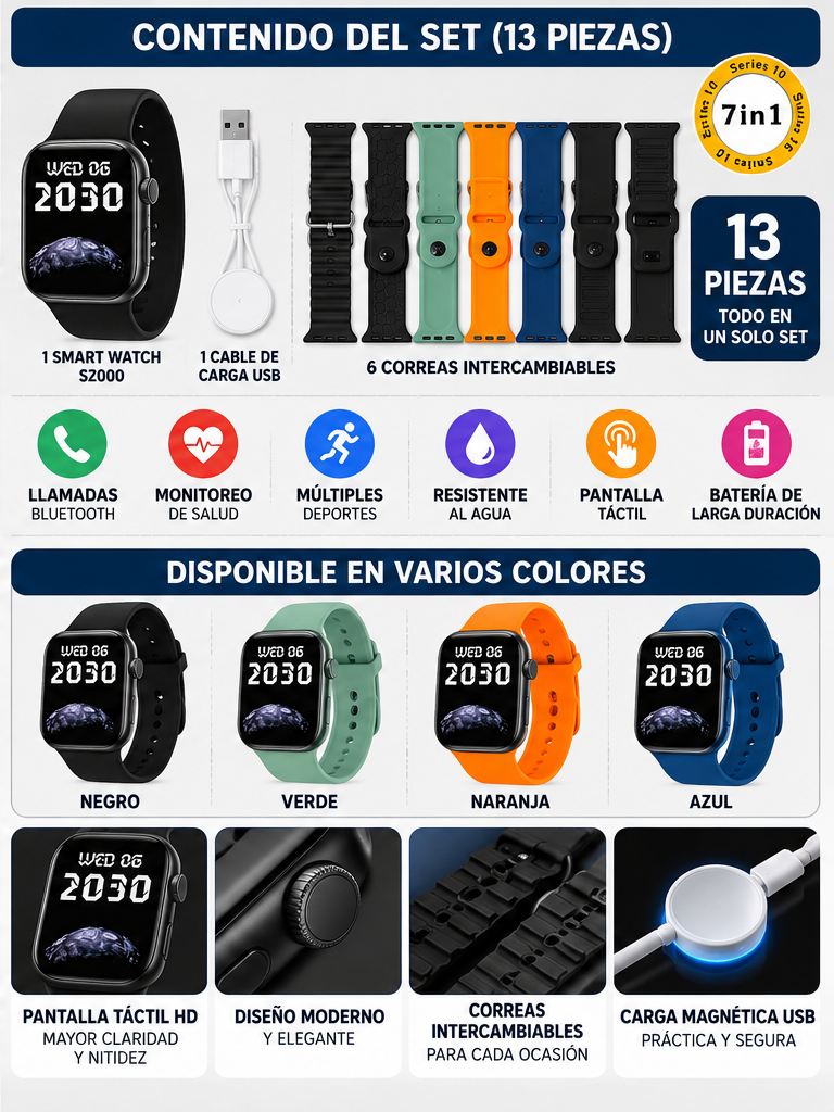 Smartwatch S2000 con correas