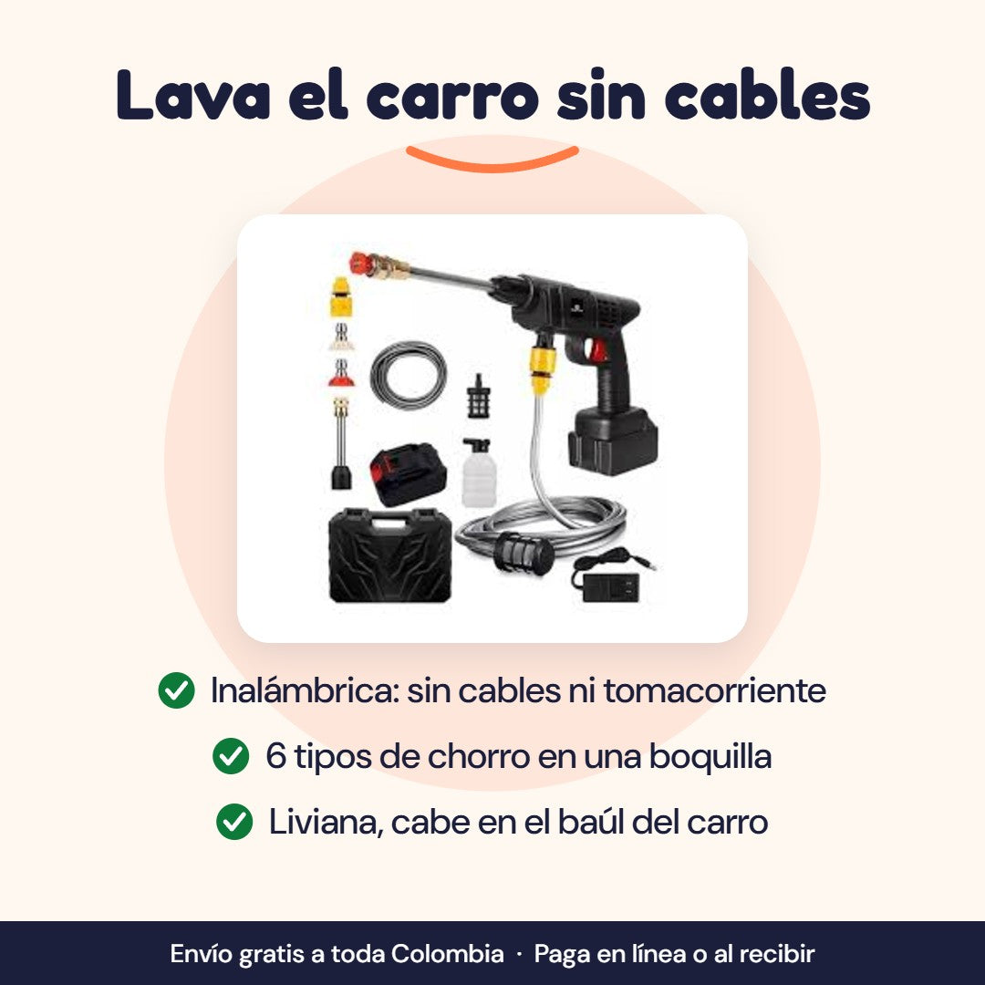 Hidrolavadora inalámbrica de 6 chorros, liviana y sin cables